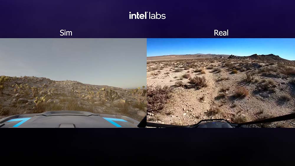 screenshot showing simulation next to real life image